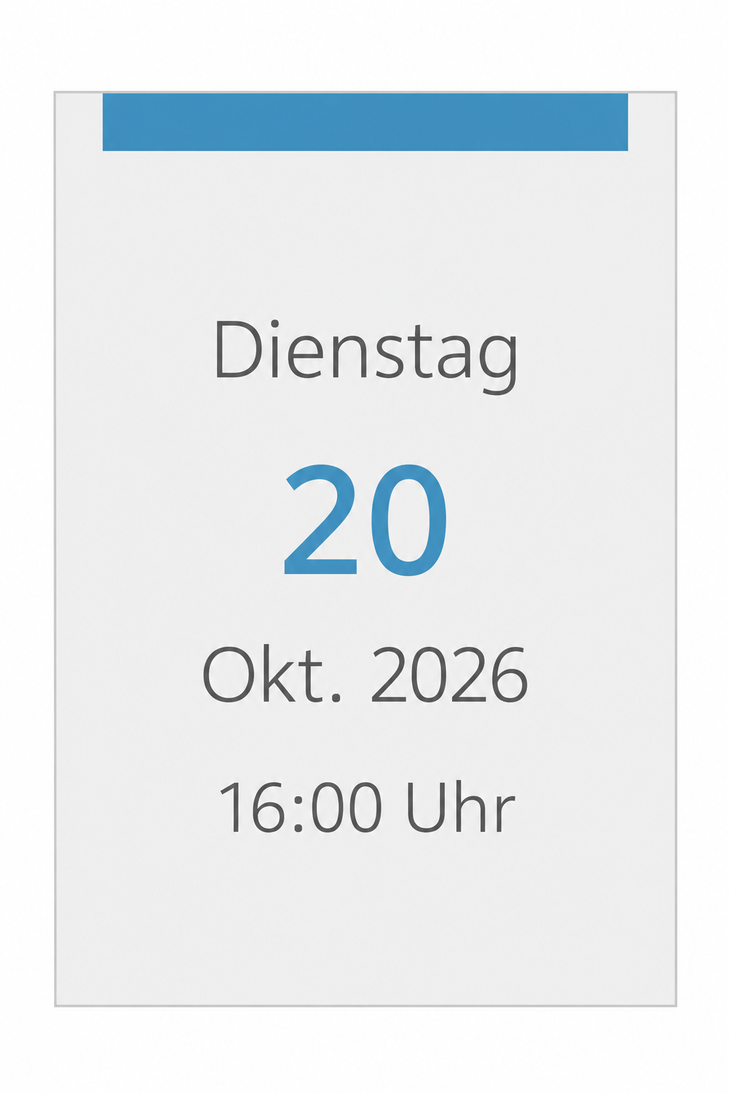 Kalenderblatt Dienstag, 20. Oktober 2026